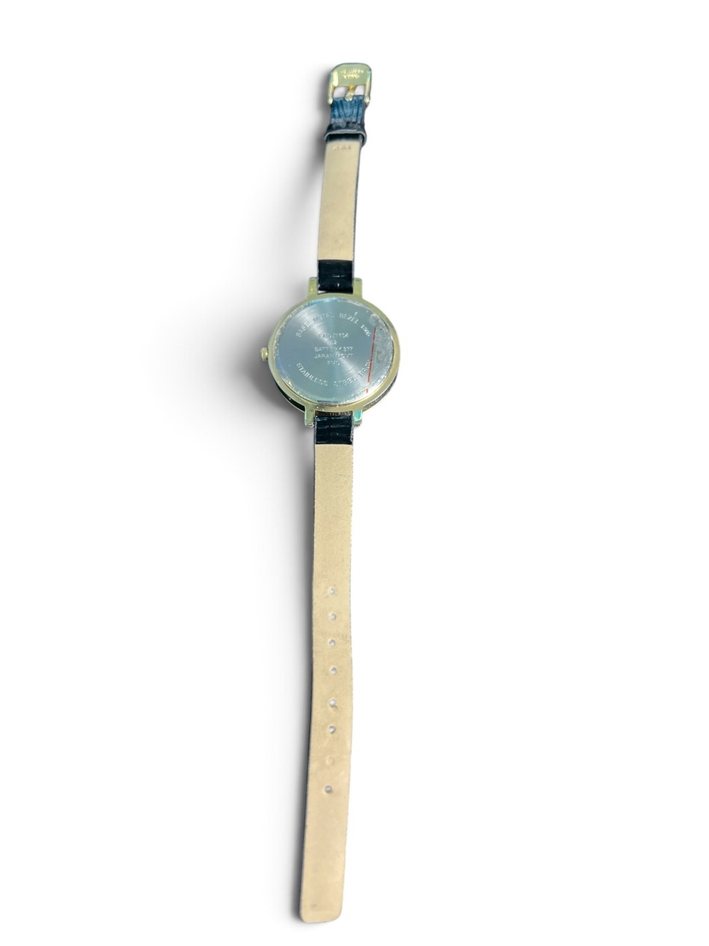 Women’s Gold Tone Rhinestone Black Multi Dial Faux Leather Quartz Watch Glam Y2K - Picture 4 of 5